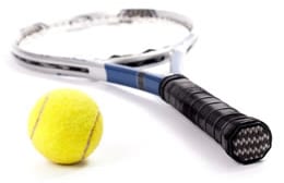 Tennis racket and ball