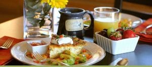 Courtwood Inn Breakfast Spread with fresh fruit