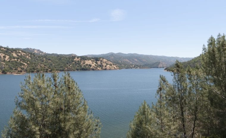 A view of New Melones lake in Central California. Photo take in late spring with a wide angle lens.