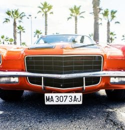 A vintage Chevrolet Camaro at a car show